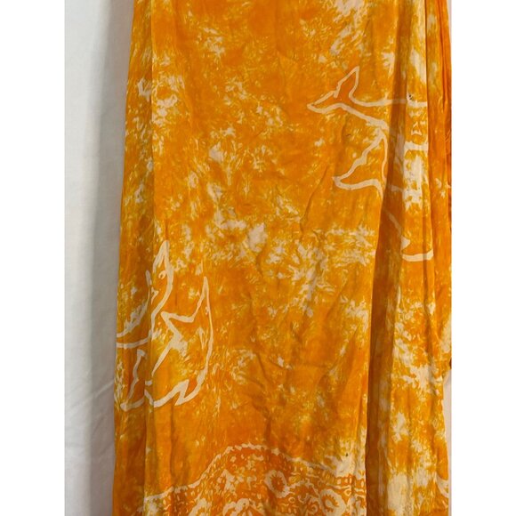 sleeveless dress yellow white Dolphine fringe knee high no size tag medium READ - Picture 3 of 9